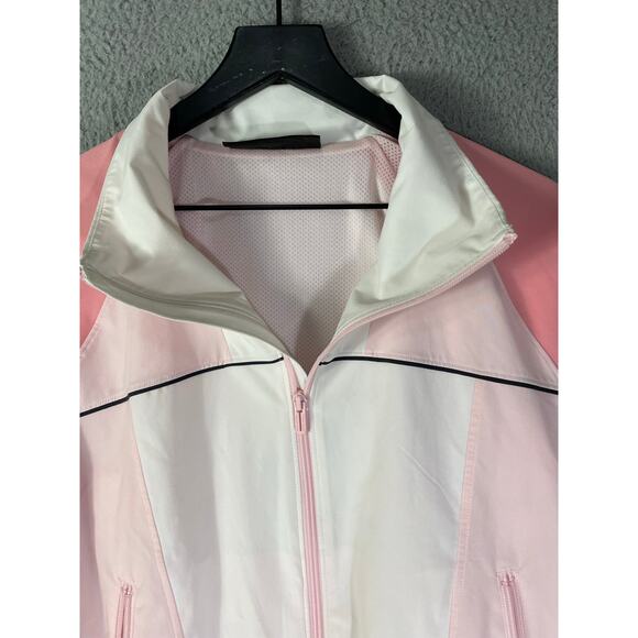 Under Armour Pink White Windbreaker XS Loose Fit Jacket Zip Front Logo Sleeve - Picture 7 of 13